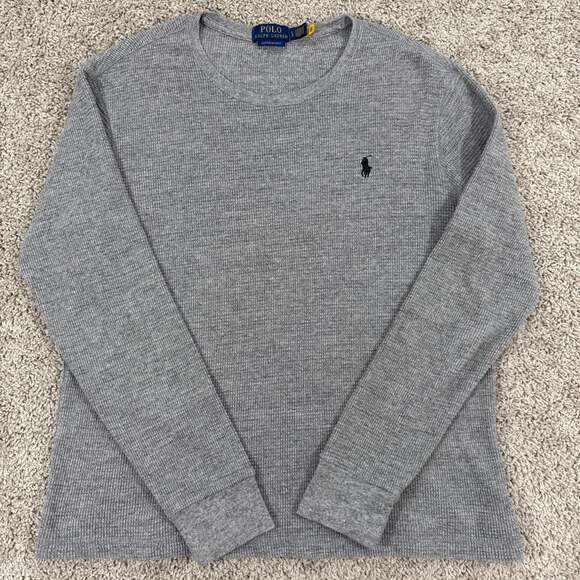 Polo Ralph Lauren Other - Polo Ralph Lauren Mens Custom Slim Fit Waffle Knit Long Sleeve Shirt Grey Size L
